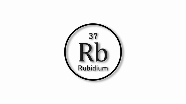 Rubidium molecule icon animation. 37 Number Rubidium icon on white background 4k video.