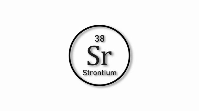 Strontium molecule icon animation. 38 Number Strontium icon on white background 4k video.