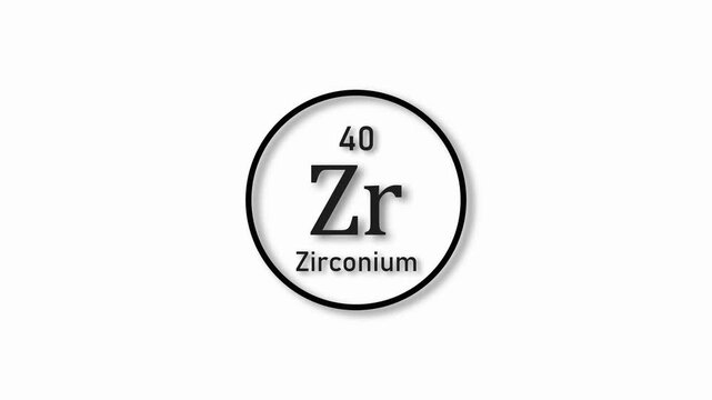 Zirconium molecule icon animation. 40 Number Zirconium icon on white background 4k video.