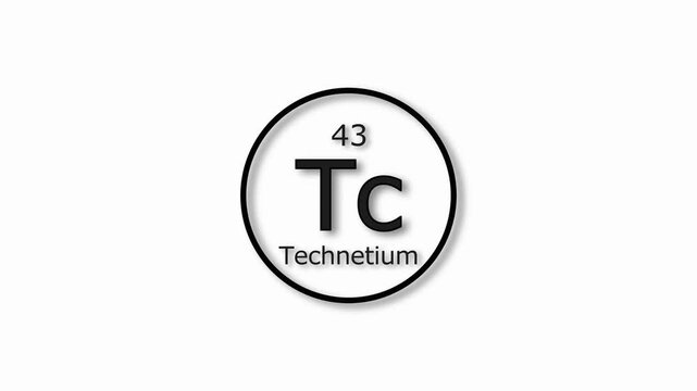 Technetium molecule icon animation. 43 Number Technetium icon on white background 4k video.