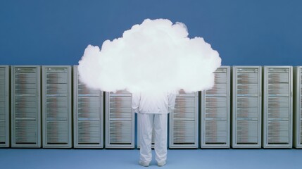 Modern Professional Cloud Computing and Secure Data Storage in Server Room High-Quality Tech Content for Business Marketing and Digital Advertising