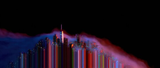 Premium Surreal Futuristic Cityscape with Neon Plasma Trails and Amethyst Fog Modern Tech Visuals for Digital Marketing and Creative Campaigns