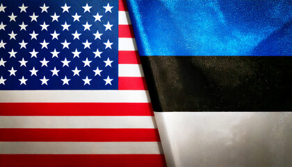 Fototapeta premium アメリカの国旗とエストニアの国旗(USA Flag &Estonia flag.) 
