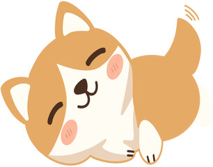 A Cute and Playful Sleeping Puppy Illustration with Blushing Cheeks and Wagging Tail, Perfect for Children's Books, Pet Care Designs, and Adorable Animal-Themed Projects