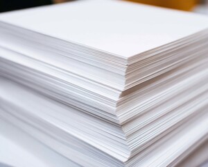 Premium Professional Stack of White Paper Sheets for Corporate Efficiency and Organization Modern Bulk Document Management Content for Business Marketing