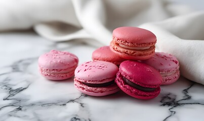 Fototapeta premium colorful pink macarons in full color, selective color effect