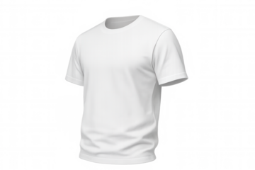 White t-shirt mockup template displaying blank plain clothing apparel, transparent background for custom design