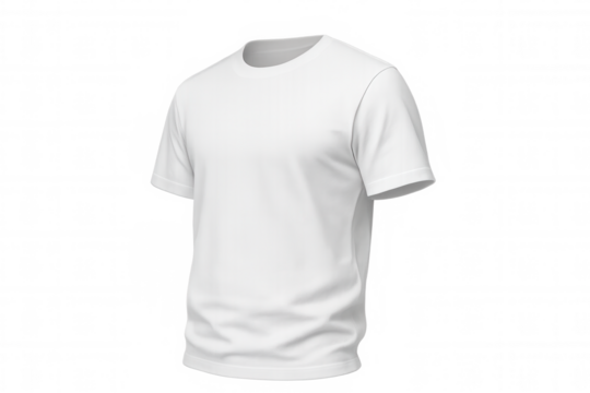 White t-shirt mockup template displaying blank plain clothing apparel, transparent background for custom design