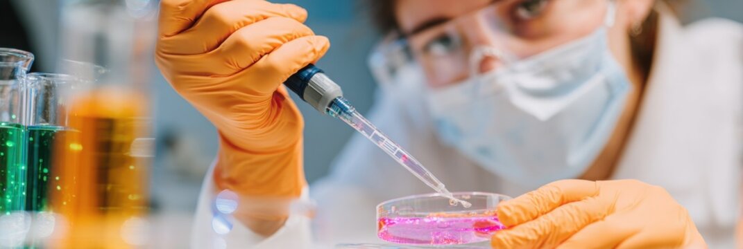 Professional Female Scientist in Biotech Lab Using Pipette and Petri Dish Modern High-Quality Scientific Innovation for Healthcare Marketing Content - Powered by Adobe