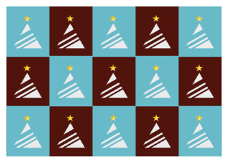 Christmas seamless pattern: geometric Christmas trees on a two tone squares background 