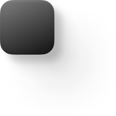 Neumorphic 3D Square Icon in Dark Charcoal Black