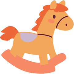 A Cute and Colorful Rocking Horse Toy Illustration Perfect for Baby Nursery Decor, Children's Books, and Playful Educational Materials Featuring Soft Pastel Colors