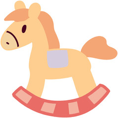 Adorable Vintage-Style Rocking Horse Vector with Gentle Rounded Shapes, Ideal for Kids' Room Design, Early Childhood Learning, and Classic Toy Collections