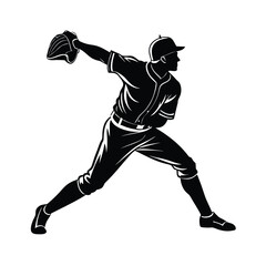 Baseball pitcher silhouette in the follow-through of a throw