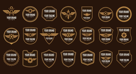 Collection of vintage military style logo and emblem templates. © Anak
