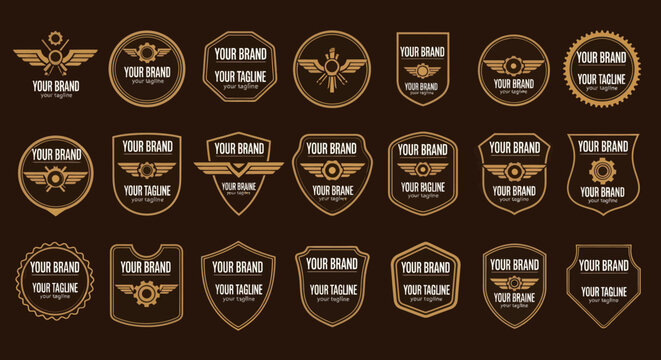 Collection of vintage military style logo and emblem templates.