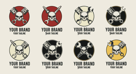 Skull and Tools Logo Collection for Automotive and Repair Brands.