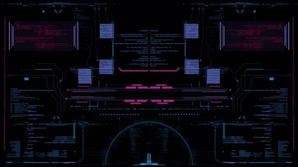 Intricate Futuristic HUD Animation with Flowing C++ Code, Data Analysis, and Cybernetic Interface Elements. - Powered by Adobe