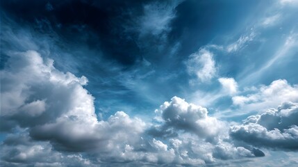 Fototapeta premium Dramatic swirling clouds populate a deep blue sky creating a powerful and vast natural vista