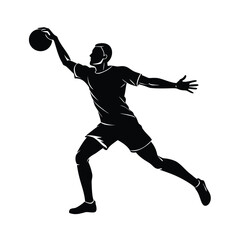 Silhouette of a man with arms outstretched holding a ball