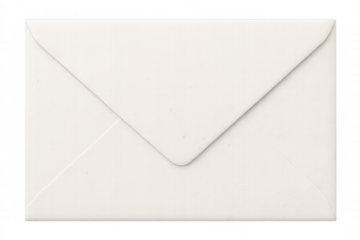 White envelope back displaying blank space for addressing and postage, transparent background