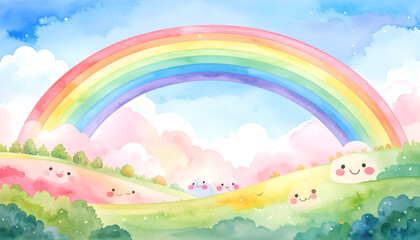 Whimsical Rainbow Landscape