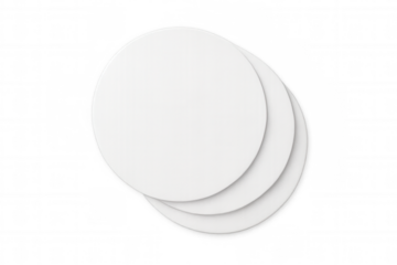 White round blank coasters stacking on transparent background, adding custom branding mockup concept