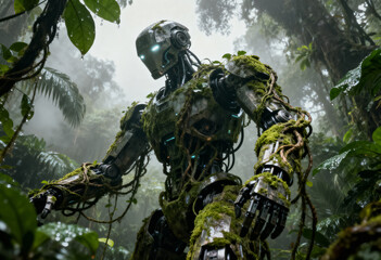 廃棄されたロボットが自然の中に溶け込み環境を守っている