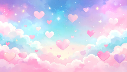 Dreamy Hearts in the Clouds