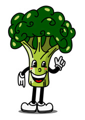 Illustration of a happy broccoli