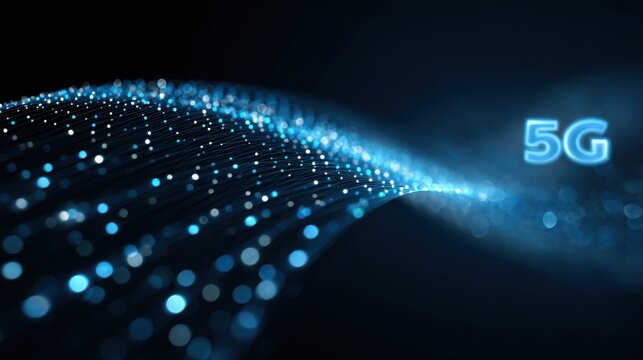 5G or 6G dot line mobile technology. Wireless data network and connection technology concept. high-speed, futuristic background. vector design.