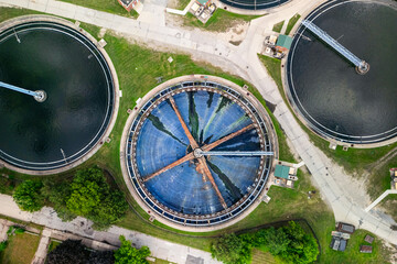 Top down view of empty water tank in Waste Treatment plant in River Rouge , Michigan. © SNEHIT PHOTO