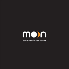 minimalist and modern moon logo text with eye