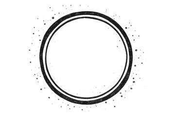 Abstract grungy double circle with a rough scratched texture, forming a modern decorative element on a transparent background
