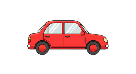 Fototapeta premium Simple red sedan car illustration, a classic and easily recognizable vehicle for transportation and travel concepts.