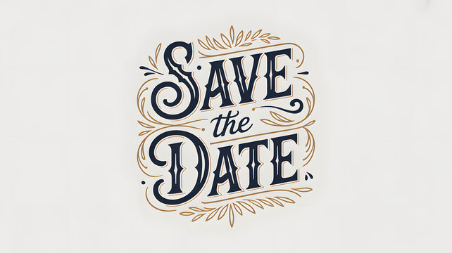 Elegant "Save the Date" calligraphy artwork for wedding invitations and event announcements