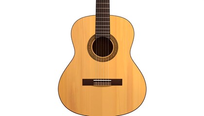 Fototapeta premium Wooden acoustic guitar, front view