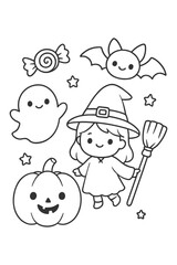 Skates Cartoon Illustration - Halloween doodle coloring