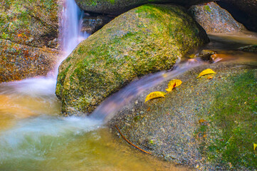 Water Flowing in the forest Waterfall, Thailand.