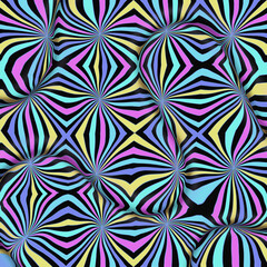 Abstract bold and colorful retro inspired pop art design curved lines, vibrant psychedelic patterns background. Ideas for posters, party flyers, decorative digital graphics etc., 