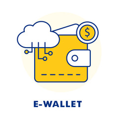 Digital Wallet Icon - Mobile Payment - Cloud Money - Financial Security Outline Vector