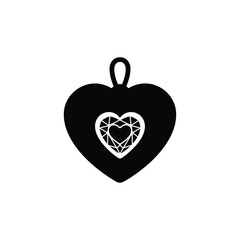 Black heart pendant with faceted gem cutout jewel