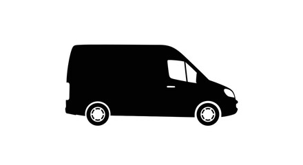 Functional silhouette of a practical commercial delivery van used for shipping packages and local transport