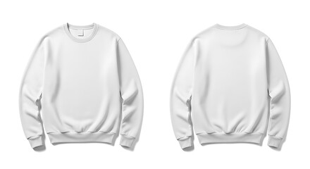 Fototapeta premium Front and back view of a white crewneck sweatshirt isolated on white background