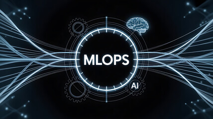 Fototapeta premium MLOps (Machine Learning Operations) Framework for Streamlined Model Deployment, Continuous Integration, Automated Training Pipelines, and Scalable AI Infrastructure in Modern Data-Driven Enterprise