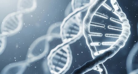 Abstract 3d render of a dna double helix structure, representing genetic code and the building blocks of life in a scientific context animated 4k video