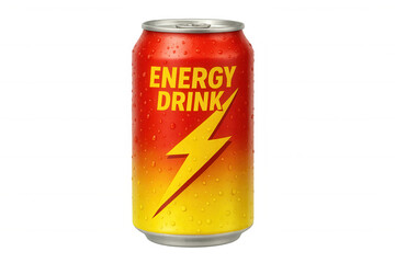 Fototapeta premium Energy drink can, refreshing beverage for boosting energy, cold with water drops, isolated on transparent background