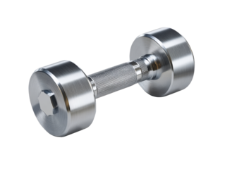 Metal dumbbell for fitness and strength training.