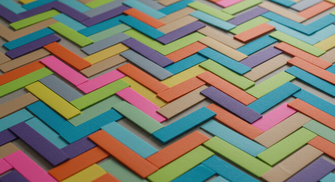 Colorful Herringbone Pattern Made of Paper Strips