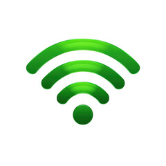 Green wireless signal icon for connection.